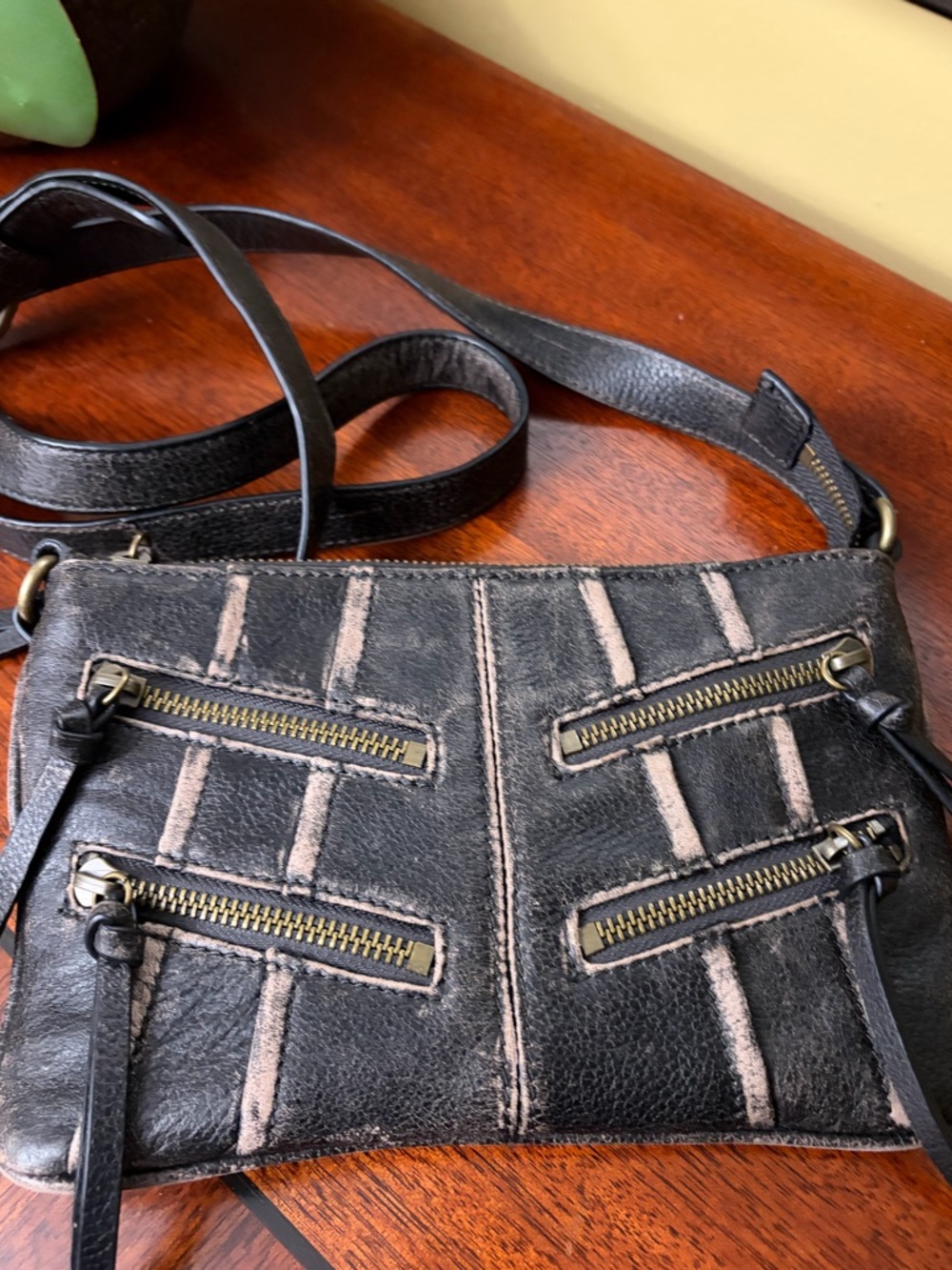 Andrew Marc Black Distressed Pebbled Leather Crossbody - Picture 4 of 7